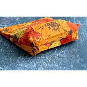 Burnt orange poppy bag  - makeup medicine cosmetics purse  handmade